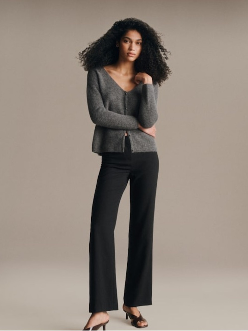 Sézane Barry Charcoal Gray Mohair Alpaca Cardigan Sweater - Picture 4 of 11